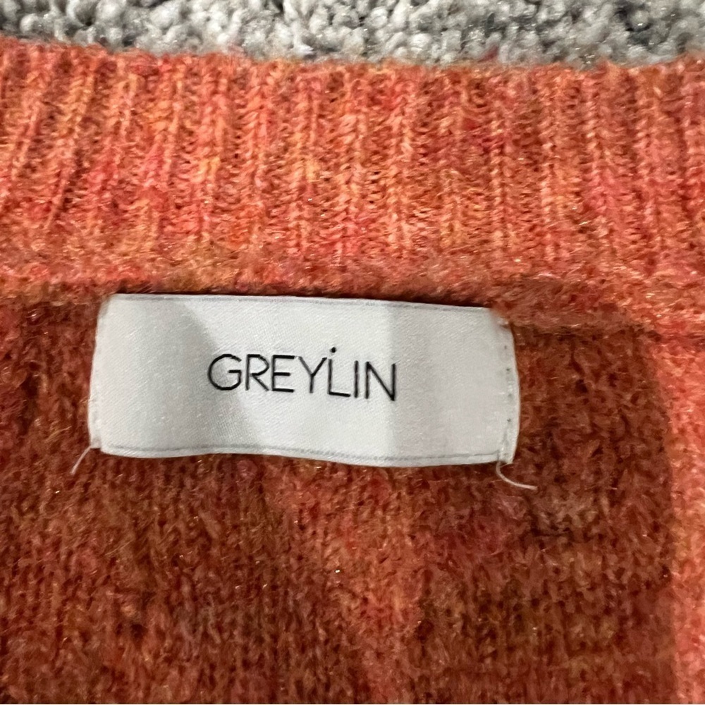 Greylin Henry Waffle Stitch Sweater Knit Tunic Orange Oversized Wool Blend Sz M - Picture 7 of 12